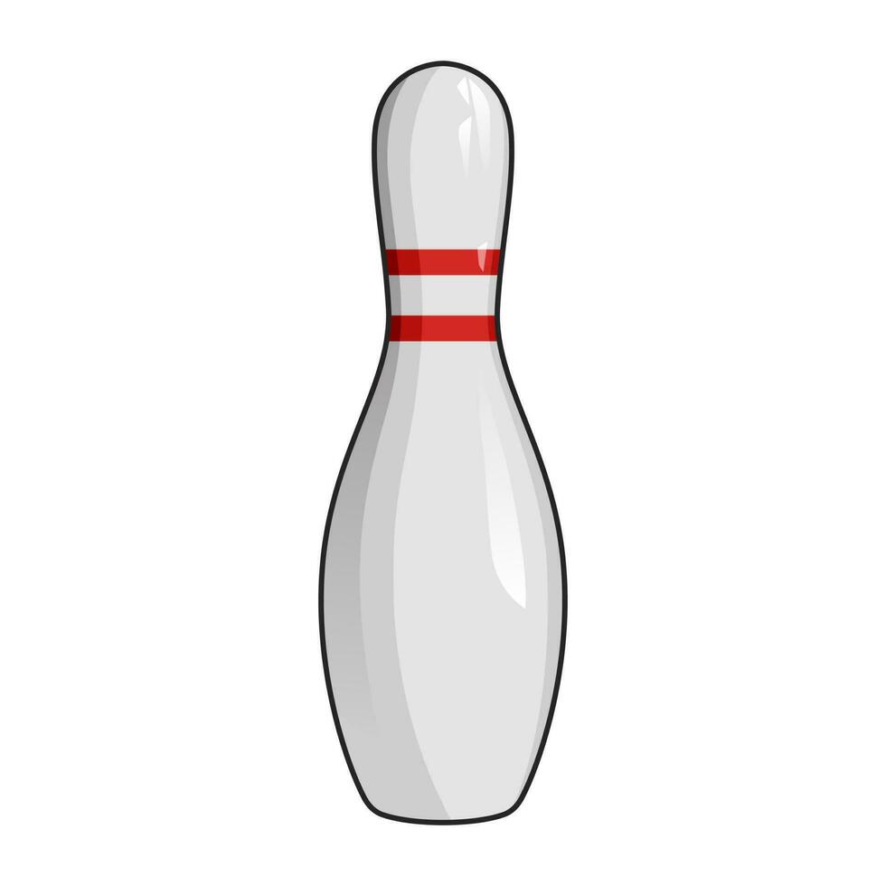 enda bowling stift med röd Ränder ikon. realistisk illustration av bowling. vektor illustration