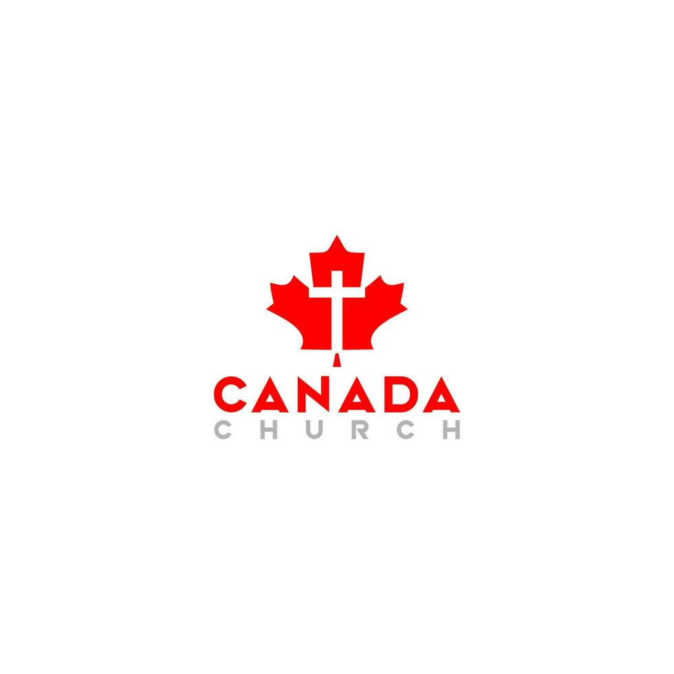 lönn kanada korsa kyrka logotyp vektor