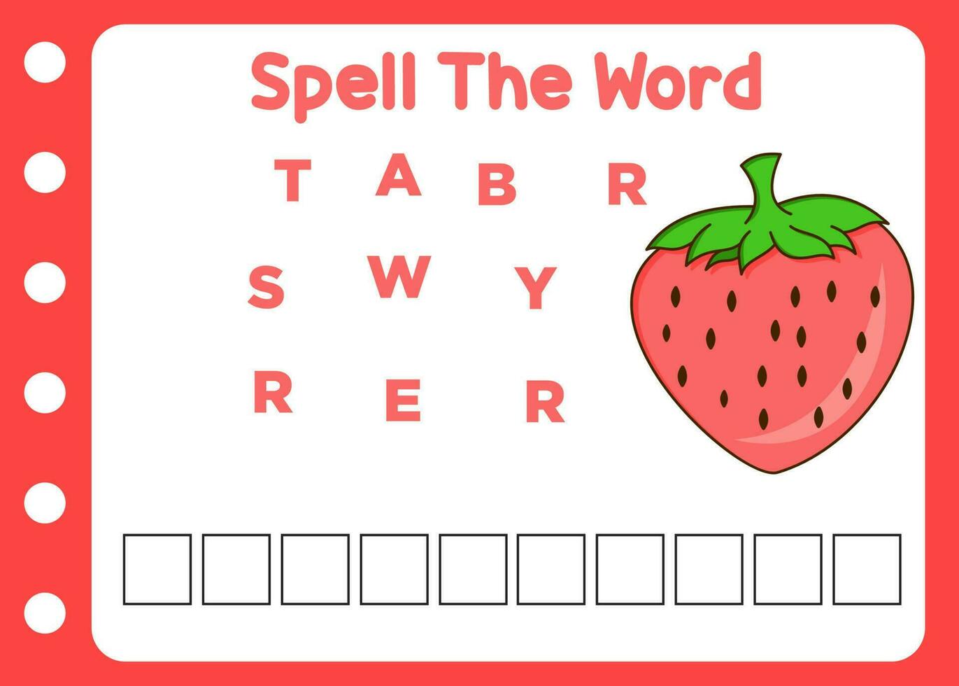 buchstabieren das Wort von Erdbeere. Kinder lernen zu buchstabieren vektor