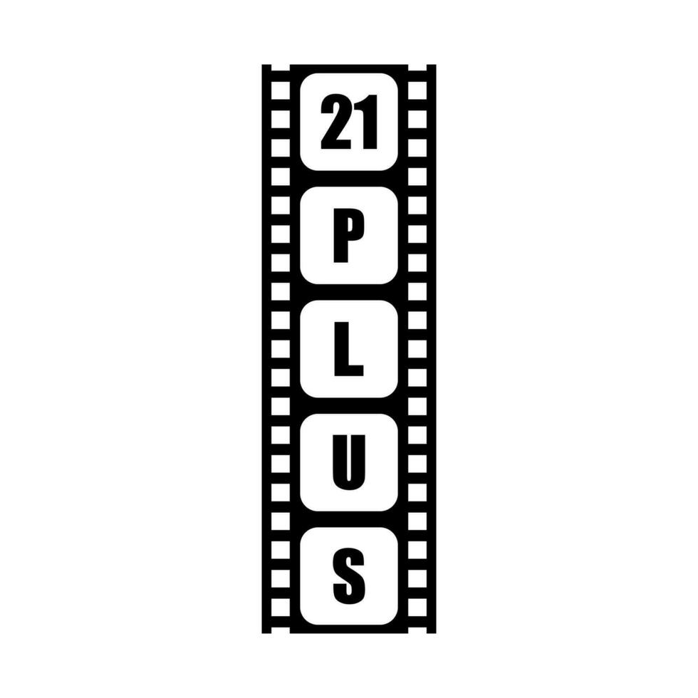 Zeichen von Erwachsene nur zum achtzehn Plus, 18 Plus und zwanzig einer Plus oder 21 Plusage im das Filmstreifen. Alter Bewertung Film Symbol Symbol zum Film Poster, Apps, Webseite oder Grafik Design Element. Vektor