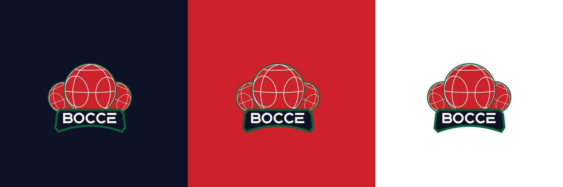 Logo Mannschaft Boccia Satz. Kombination von Boccia Ball mit Boccia Schreiben Emblem. vektor