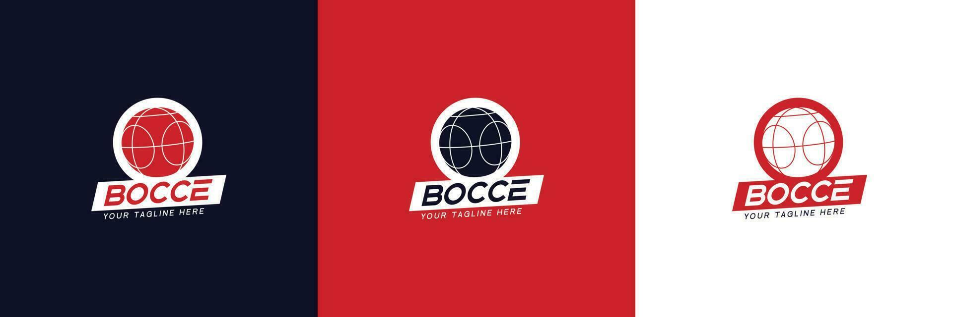 logotyp team boccia uppsättning. kombination av boccia boll med boccia skrivning emblem. vektor