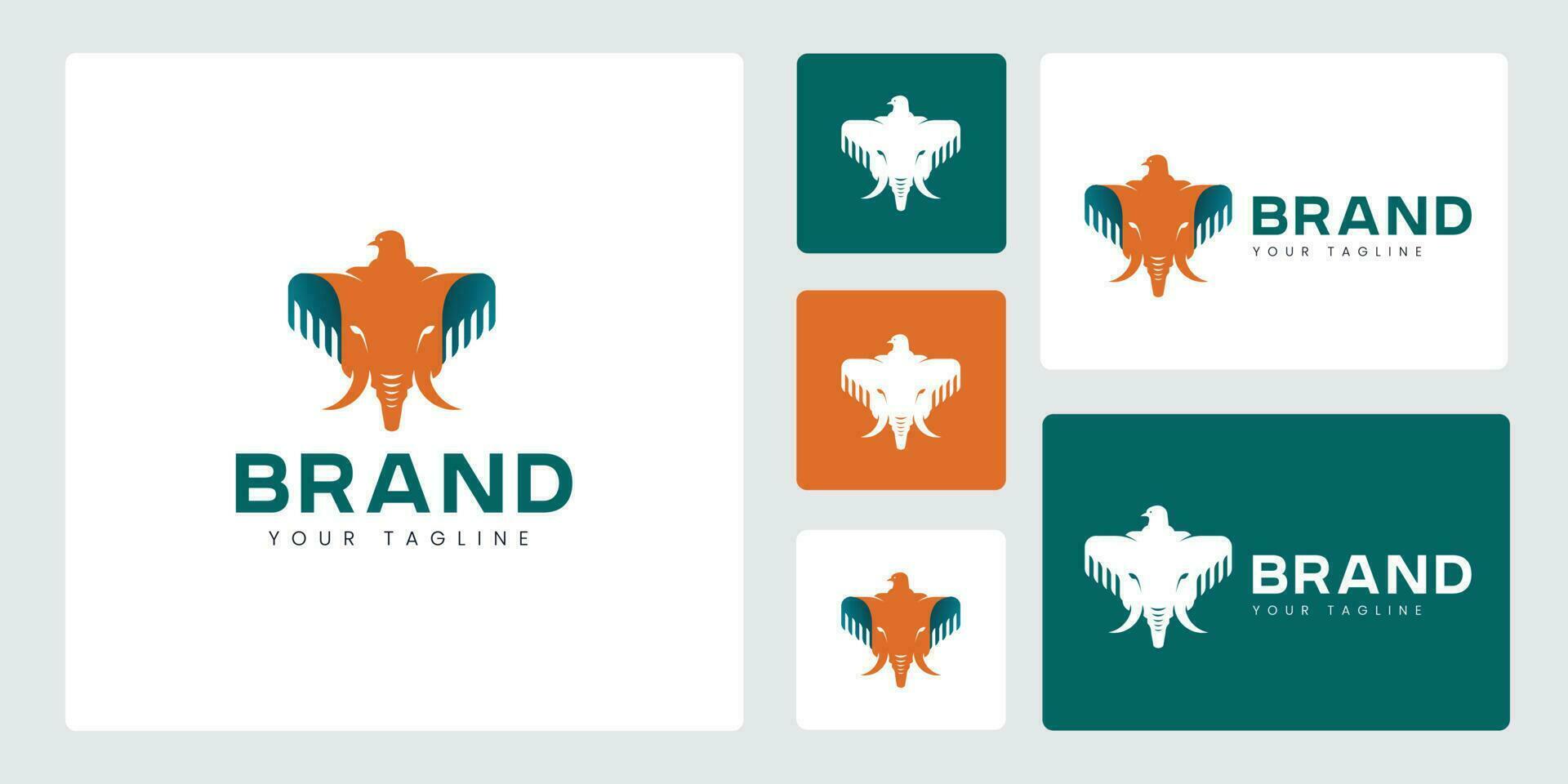 einstellen abstrakt Logo das Konzept von ein Kombination von ein Adler und ein Elefant, einzigartig und Niedlich. vektor