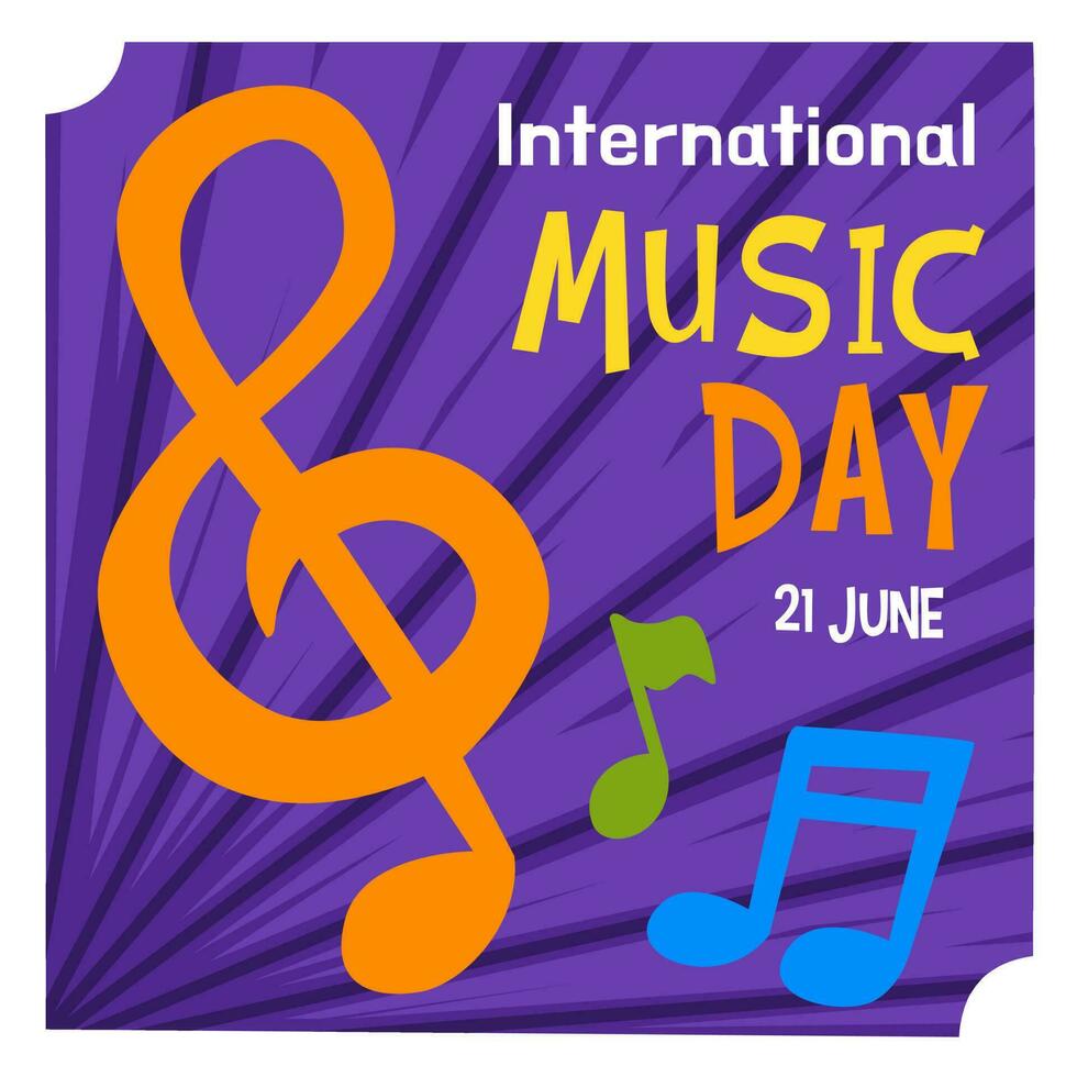 design för internationell musik dag med musikalisk tona illustration vektor