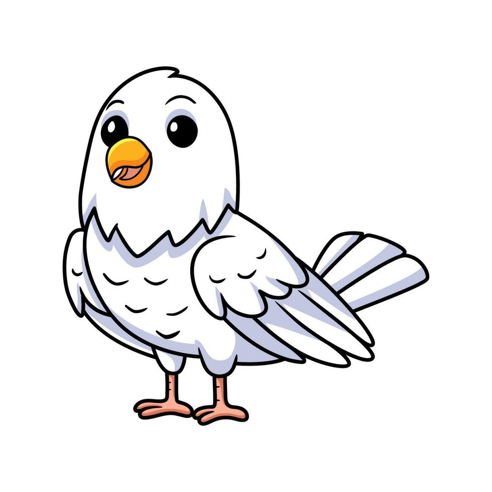 süß Weiß Liebe Vogel Karikatur vektor