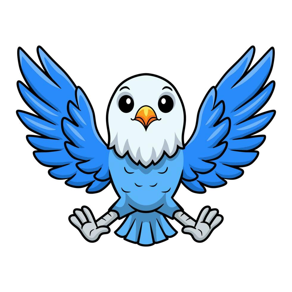 söt blå kärlek fågel tecknad serie flygande vektor