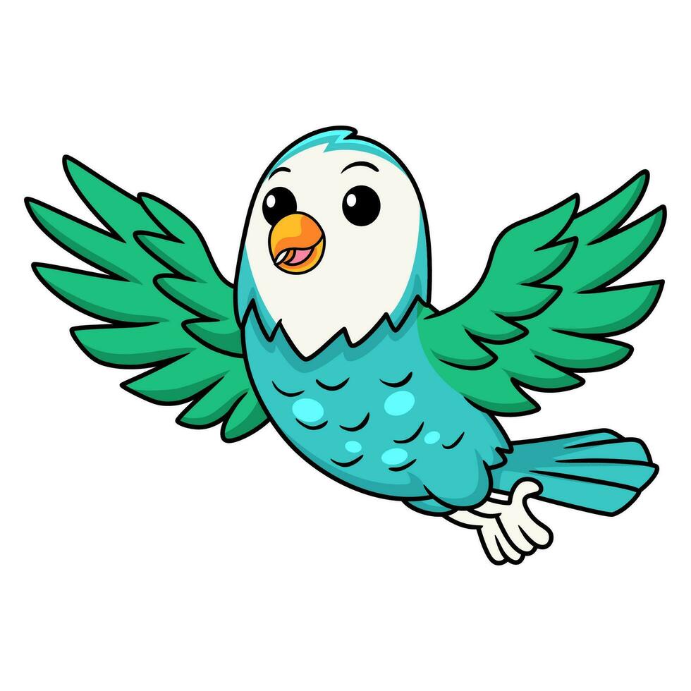 söt blå turkos fågel tecknad serie flygande vektor