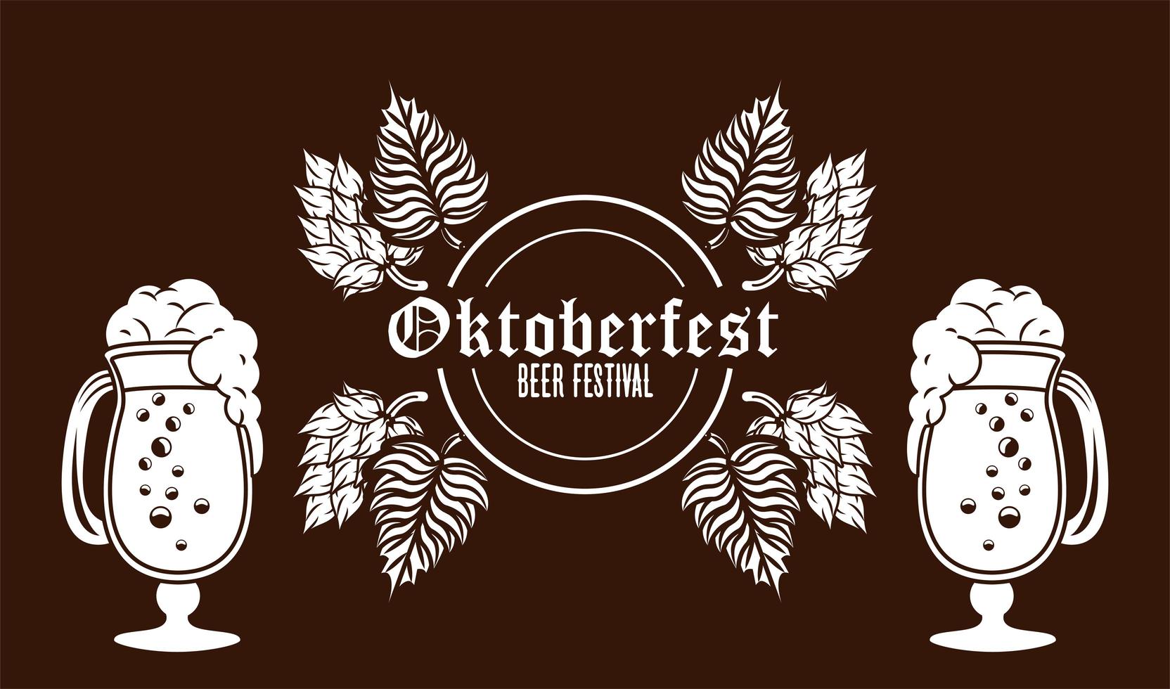 oktoberfest feierfestplakat mit bierbechern vektor