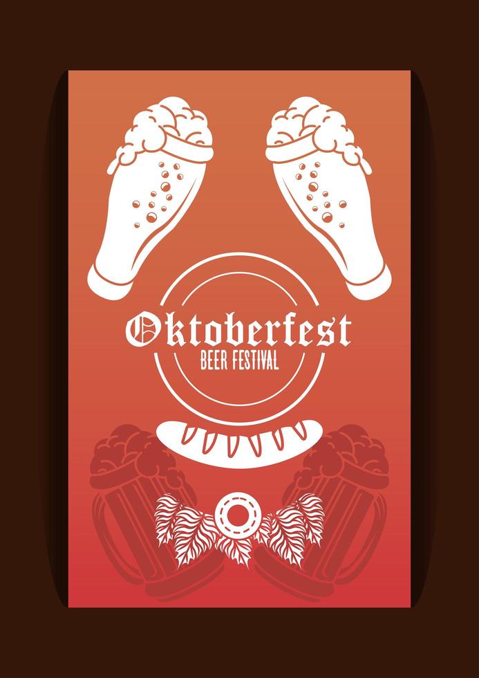 oktoberfest firande festival affisch med öl glasögon vektor