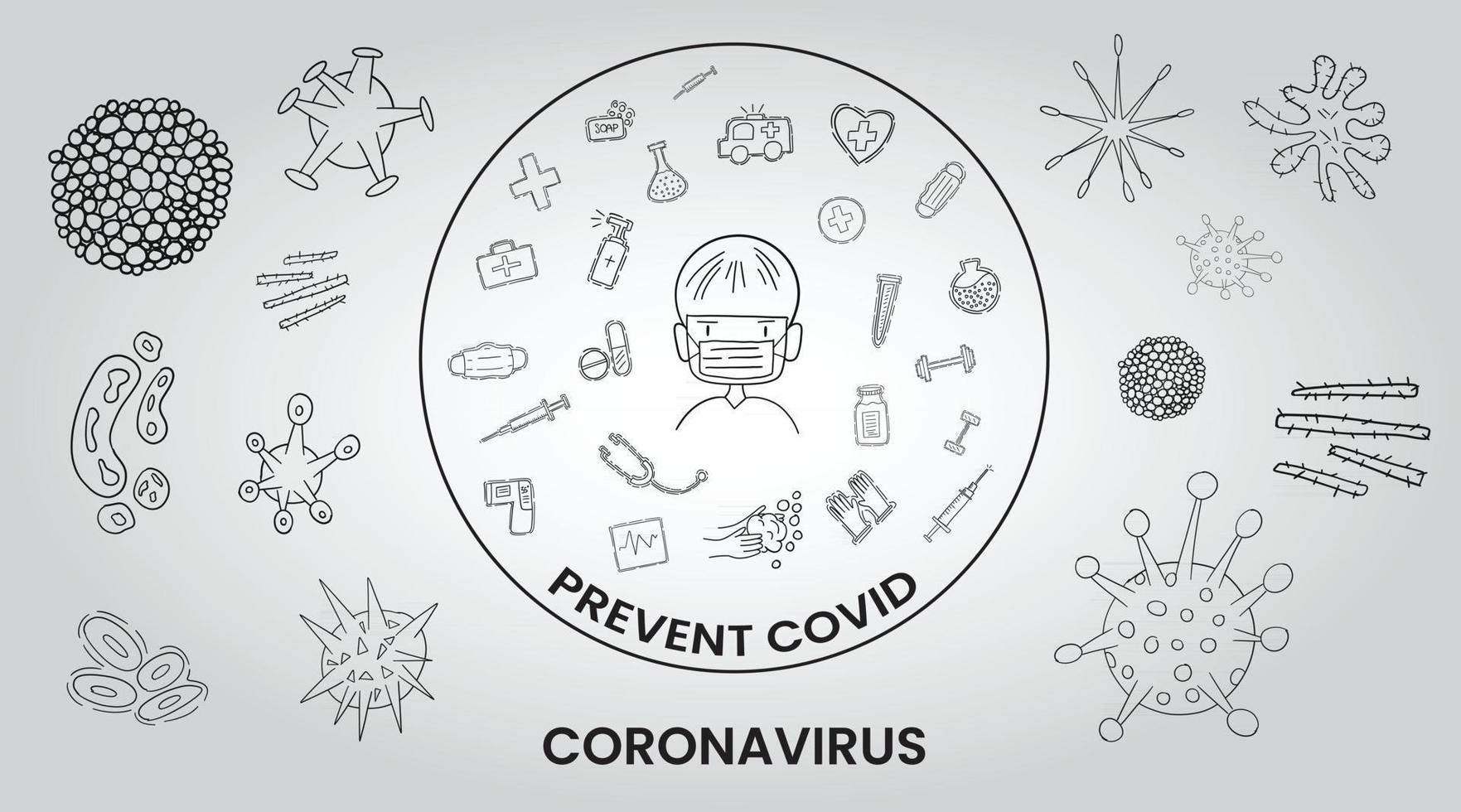 Coronavirus-Schutzikonen-Vektorillustration vektor