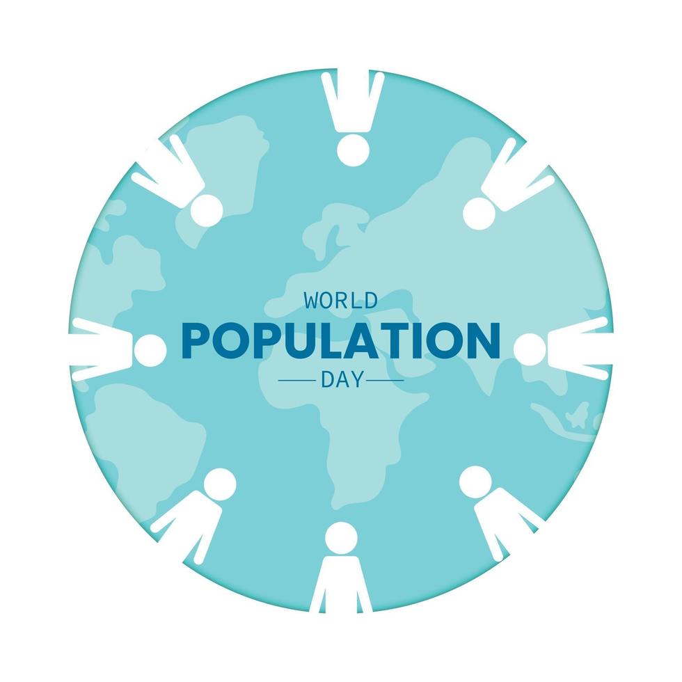 Weltbevölkerungstag Menschen Kartenpapier vektor