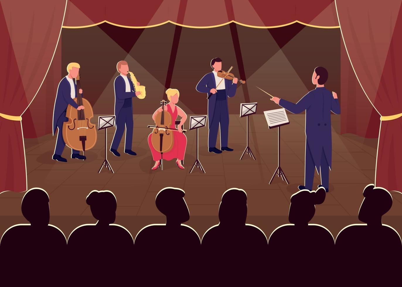 orkester symfoni prestanda platt färg vektorillustration vektor