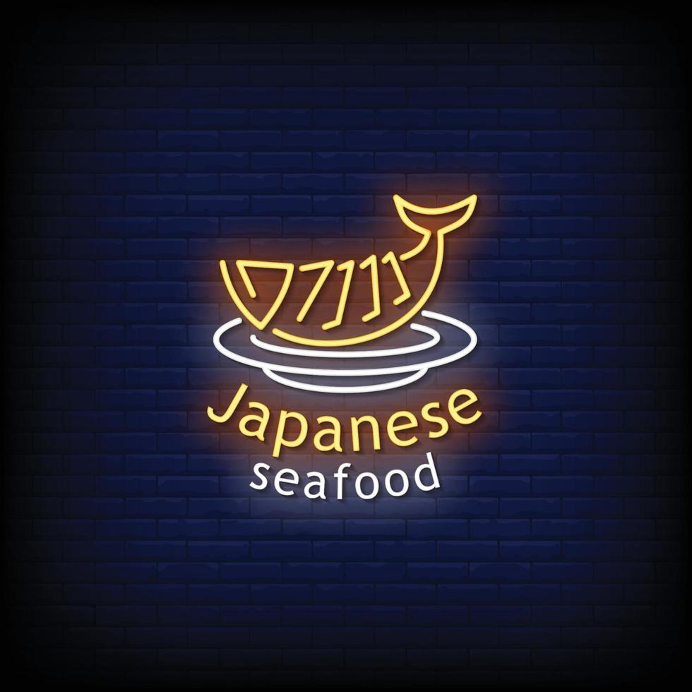 japanisches Essen Neonzeichen Stil Text Vektor