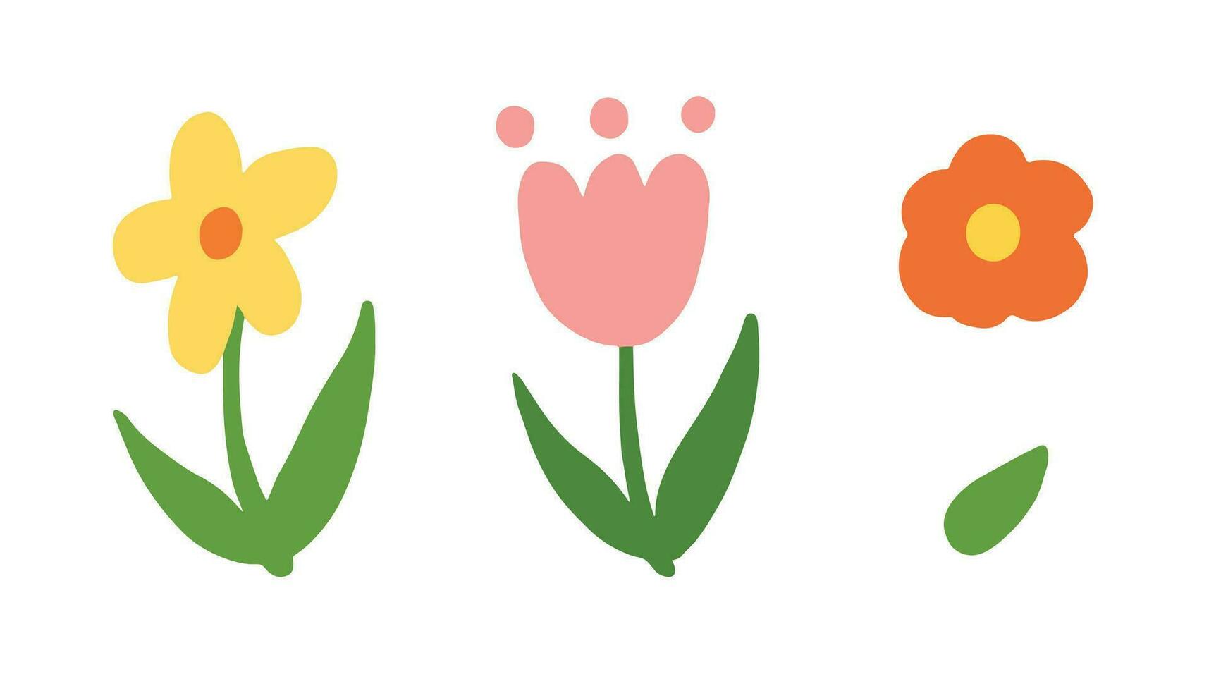 uppsättning av blomma eller blomma klotter hand dragen illustration med Färg vektor