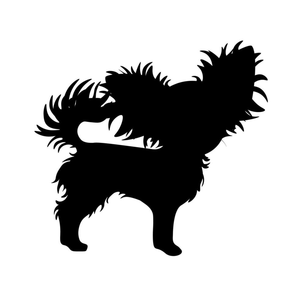 schwarz Silhouette von ein flauschige Hund von das Chihuahua Rasse vektor