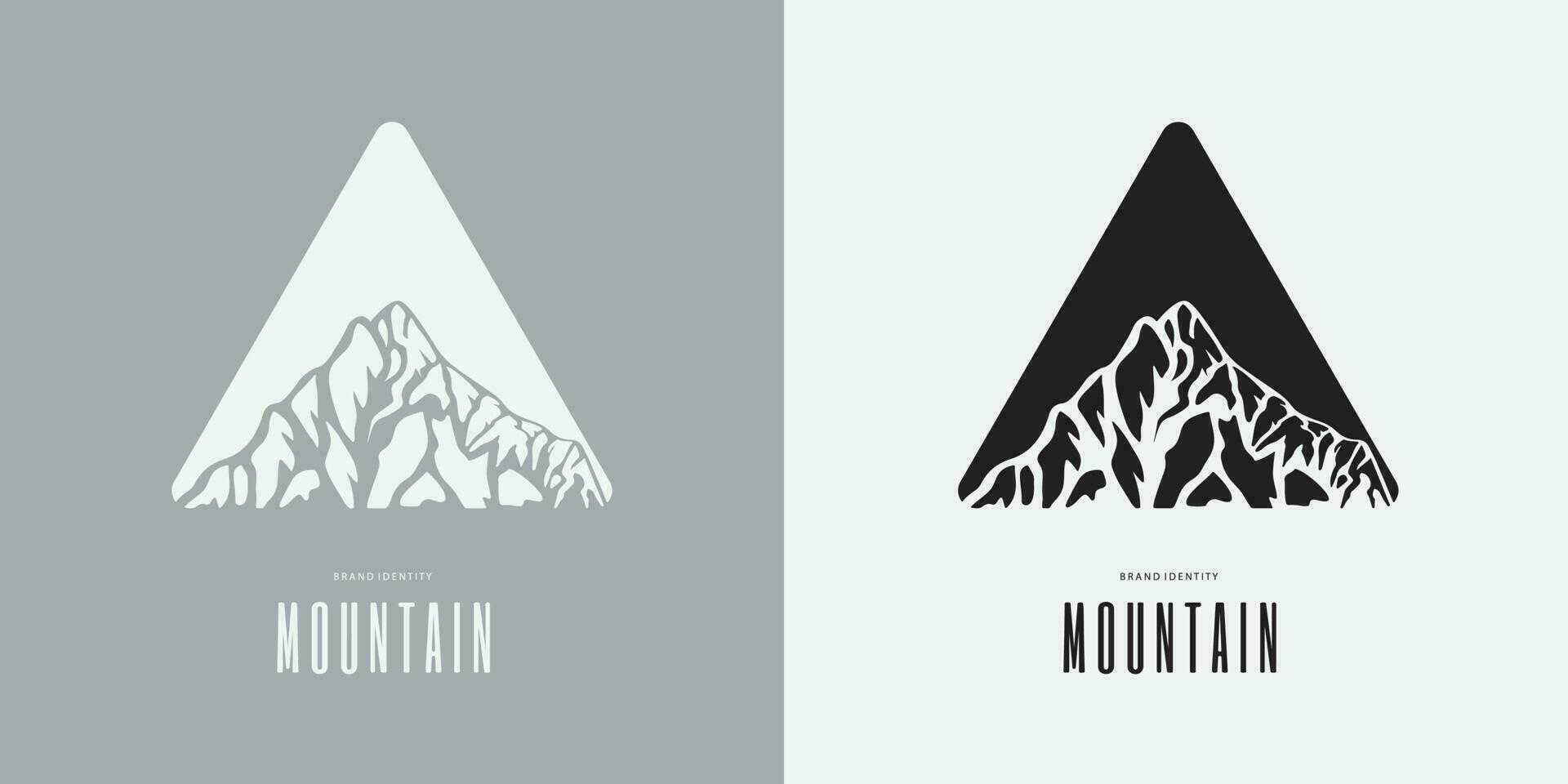 berg logotyp design för identitet varumärke äventyr vektor