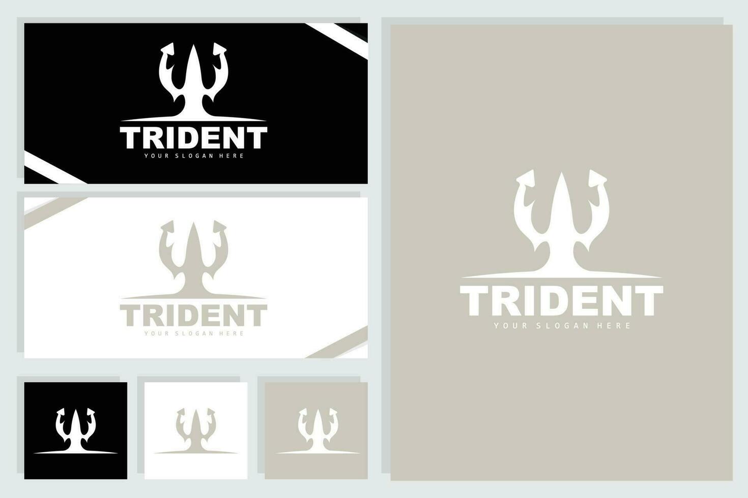 Dreizack Logo, Vektor Magie Speer von Poseidon Neptun, Triton König Design, Vorlage Symbol Marke Illustration