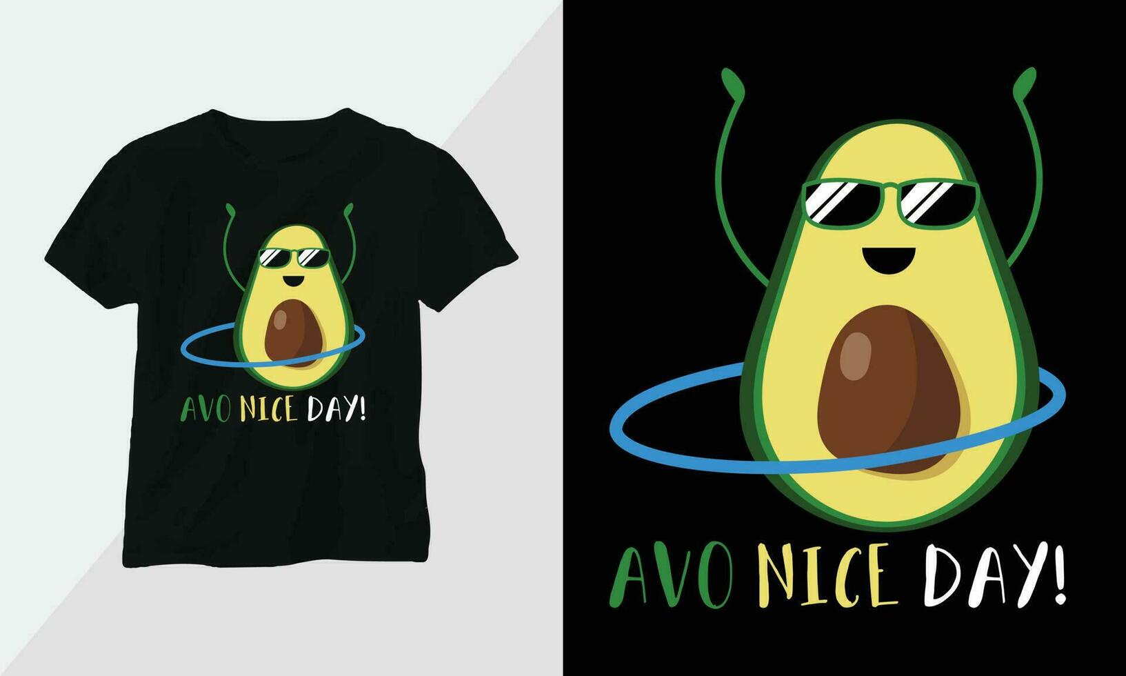 komisch Avocado T-Shirt Design Konzept bekleidung Design Karikatur Typografie vektor