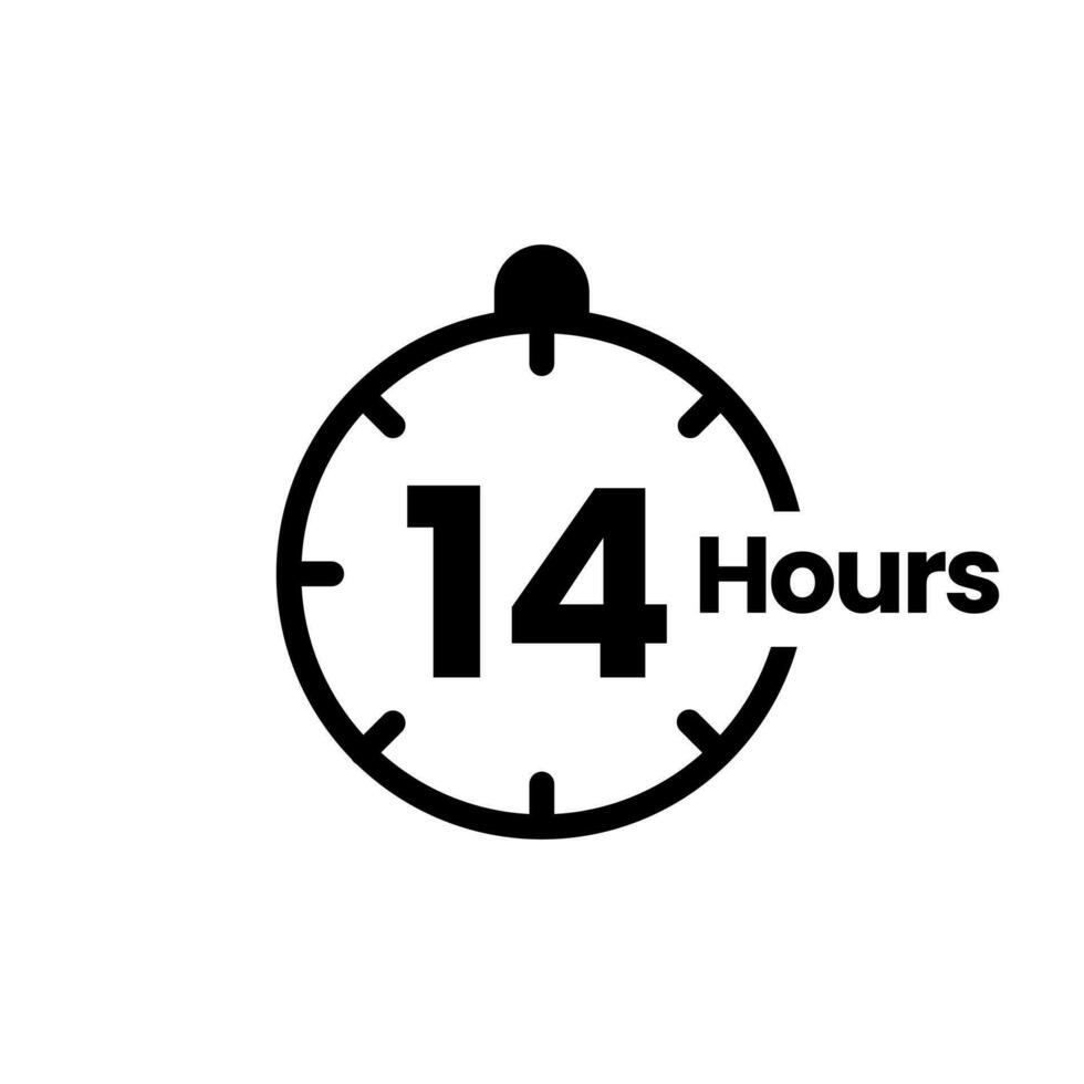 14 timmar klocka tecken ikon. service öppning timmar, arbete tid eller leverans service tid symbol, vektor illustration isolerat på vit bakgrund
