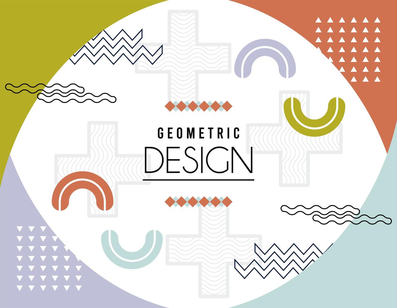 geometrische Designbeschriftung in den Farben Memphis Hintergrund vektor