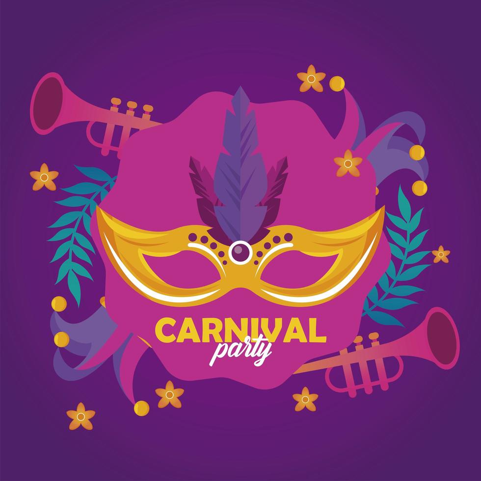 Karneval-Karnevalsfeier mit Maske und Federn vektor