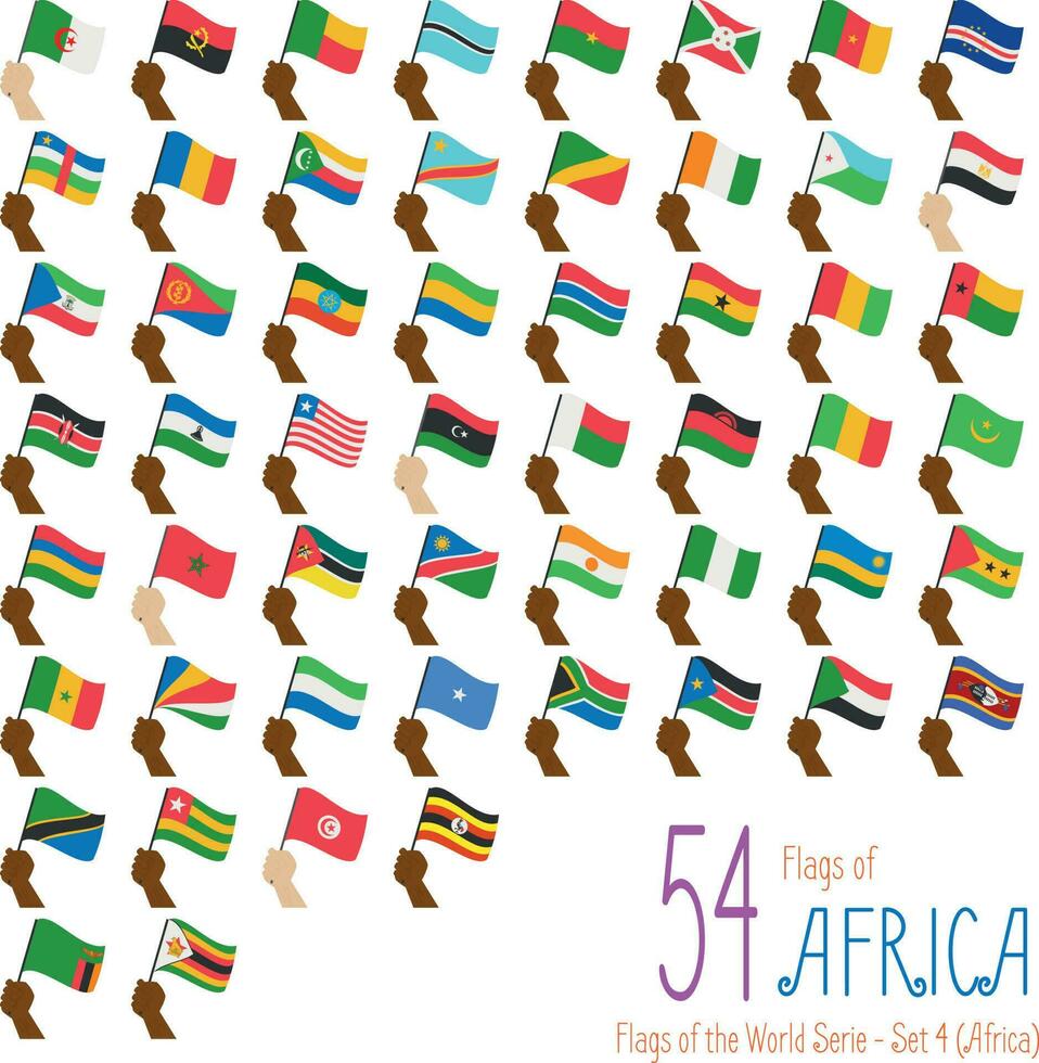 einstellen von 54 Flaggen von Afrika. Hand erziehen das National Flaggen von 54 Länder von Afrika. Symbol einstellen Vektor Illustration.
