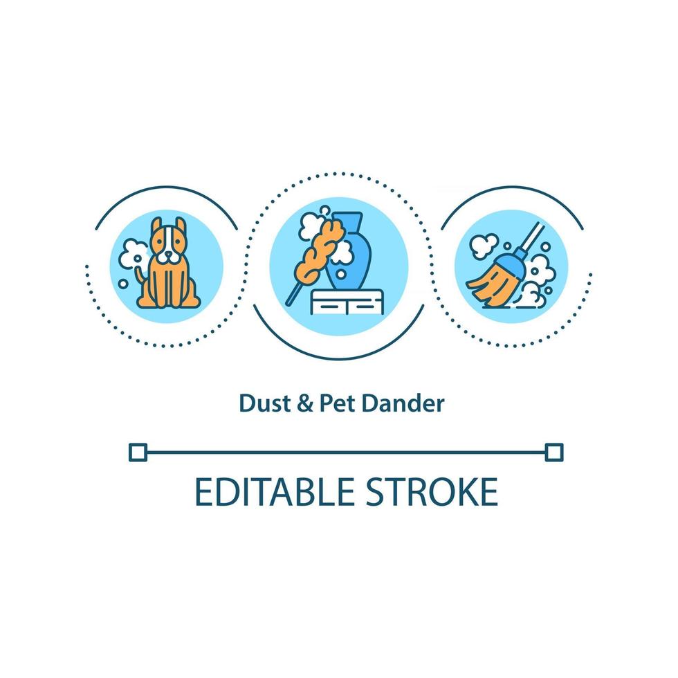 Staub- und Haustierschuppenkonzeptikone vektor