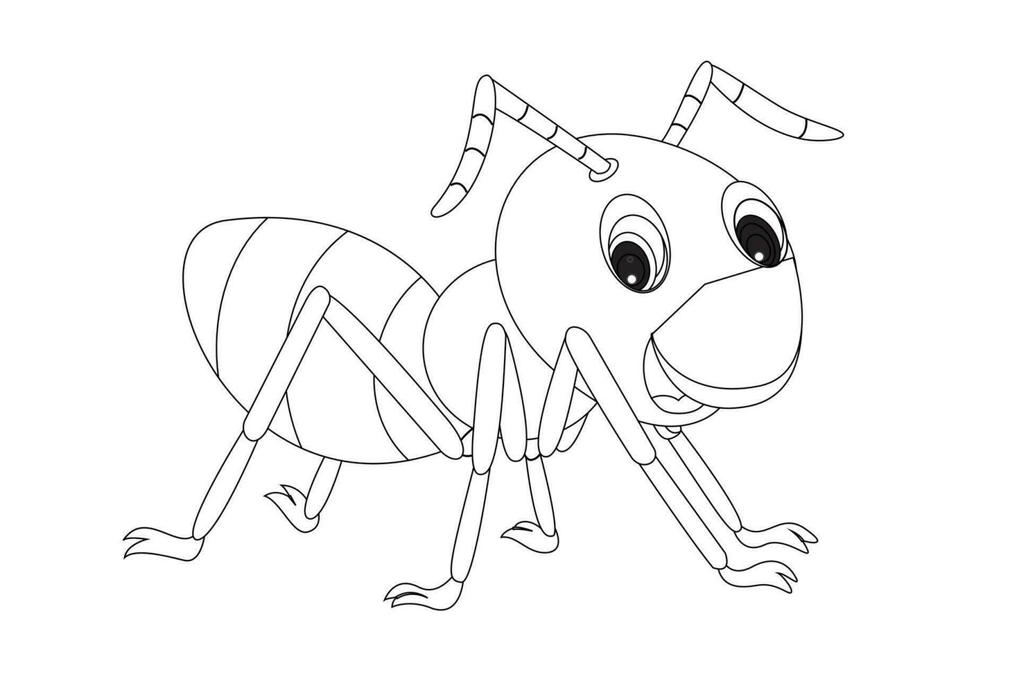 Färbung Seite schwarz und Weiß Gliederung von Karikatur lächelnd süß Ameise Vektor Illustration Ameise Färbung Buch zum Kinder
