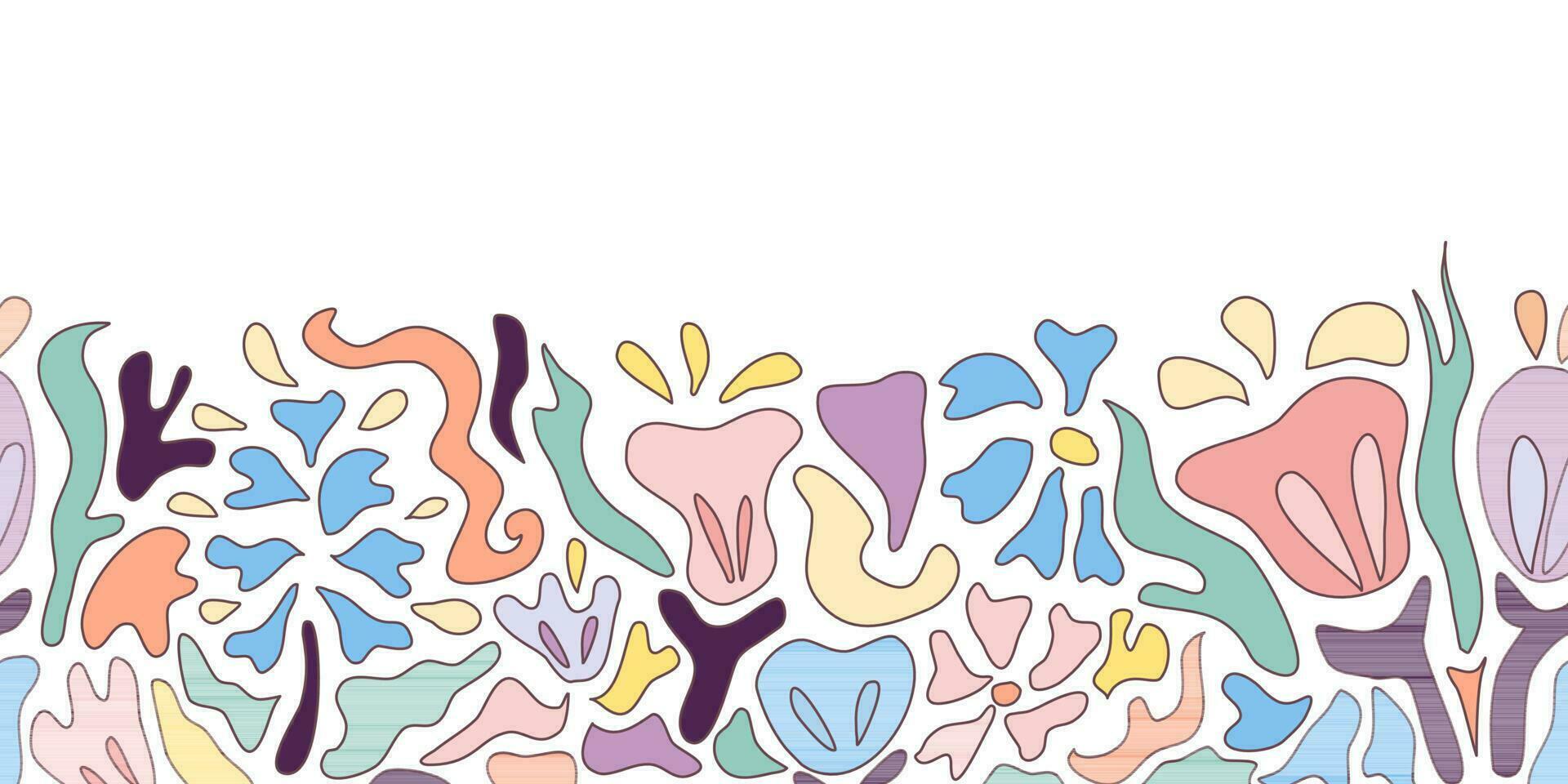 Blumen- Rand Hintergrund Banner Rahmen Vektor Illustration zum Mütter Tag, Väter Tag, Valentinstag, Frühling, Sommer, Jahrestag Vorlage Dekoration zum Specials Tag. nahtlos Gekritzel Design.