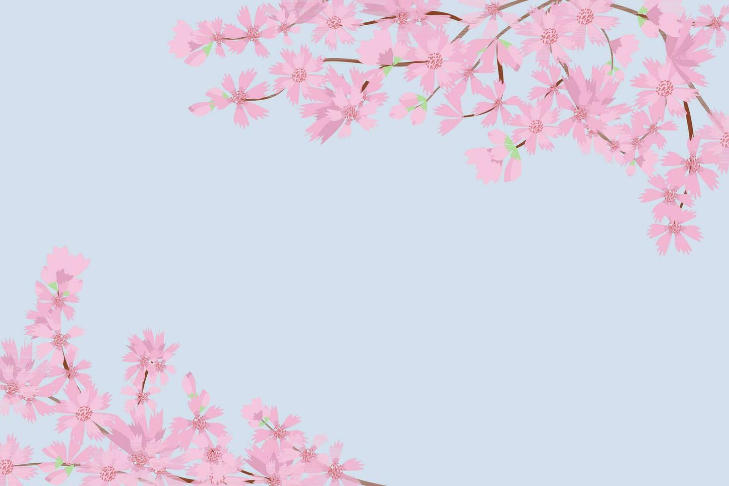 Kirsche blühen Blume Hintergrund Platz Sozial Medien Vorlage Banner Vektor Illustration. süß Rosa Blumen- Hintergrund zum Frühling Sommer- mit Kopieren Raum.