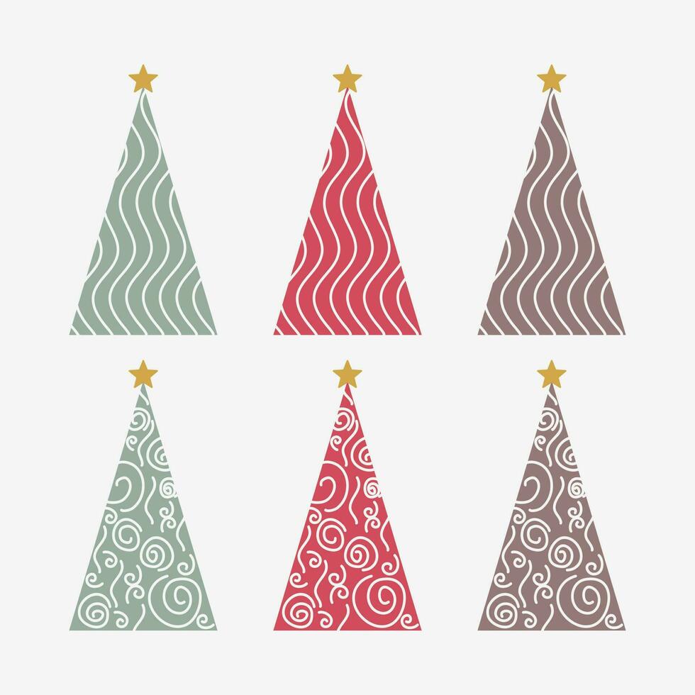 Weihnachten Baum modern modisch Schnitt aus Linie Zeichnung Vektor Illustration zum Weihnachten Dekoration Party Feier im Dezember