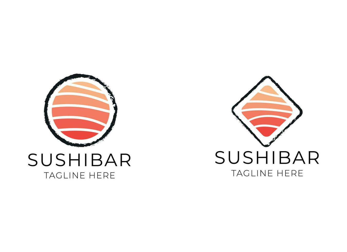 japansk sushi maträtt skaldjur restaurang bar logotyp design vektor
