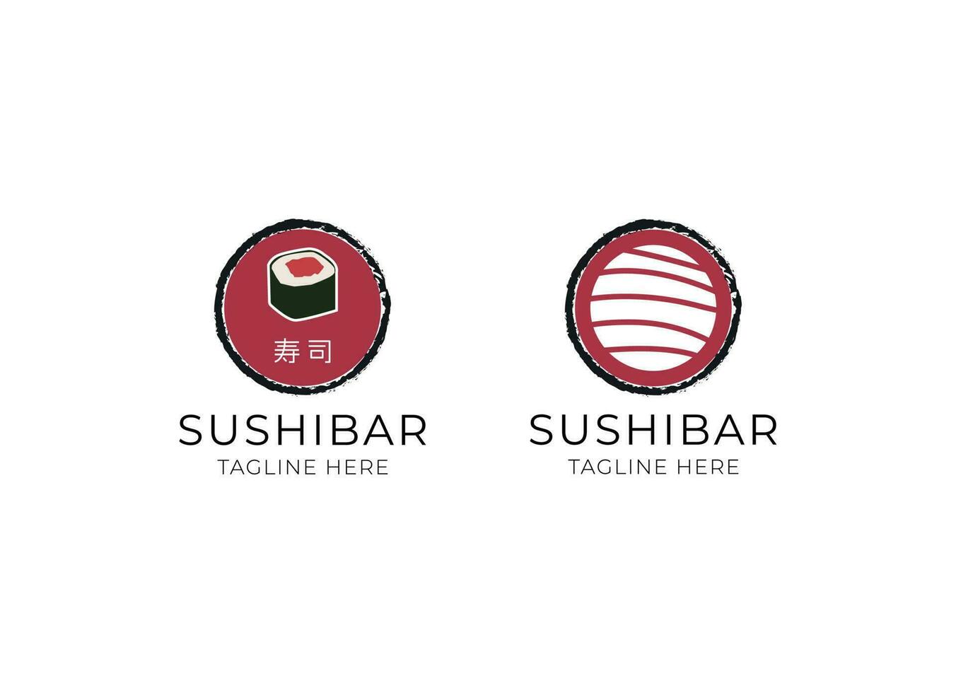 japansk sushi maträtt skaldjur restaurang bar logotyp design vektor