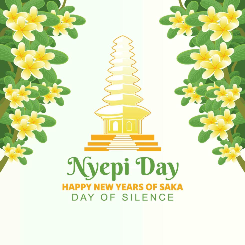 Balis Tag der Stille und hinduistische Neujahrsvektorillustration passend für Plakatbanner und Vorlage, indonesischer Balis Nyepi-Tag vektor
