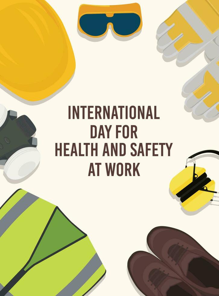 vektor illustration av värld säkerhet och hälsa dag på arbete