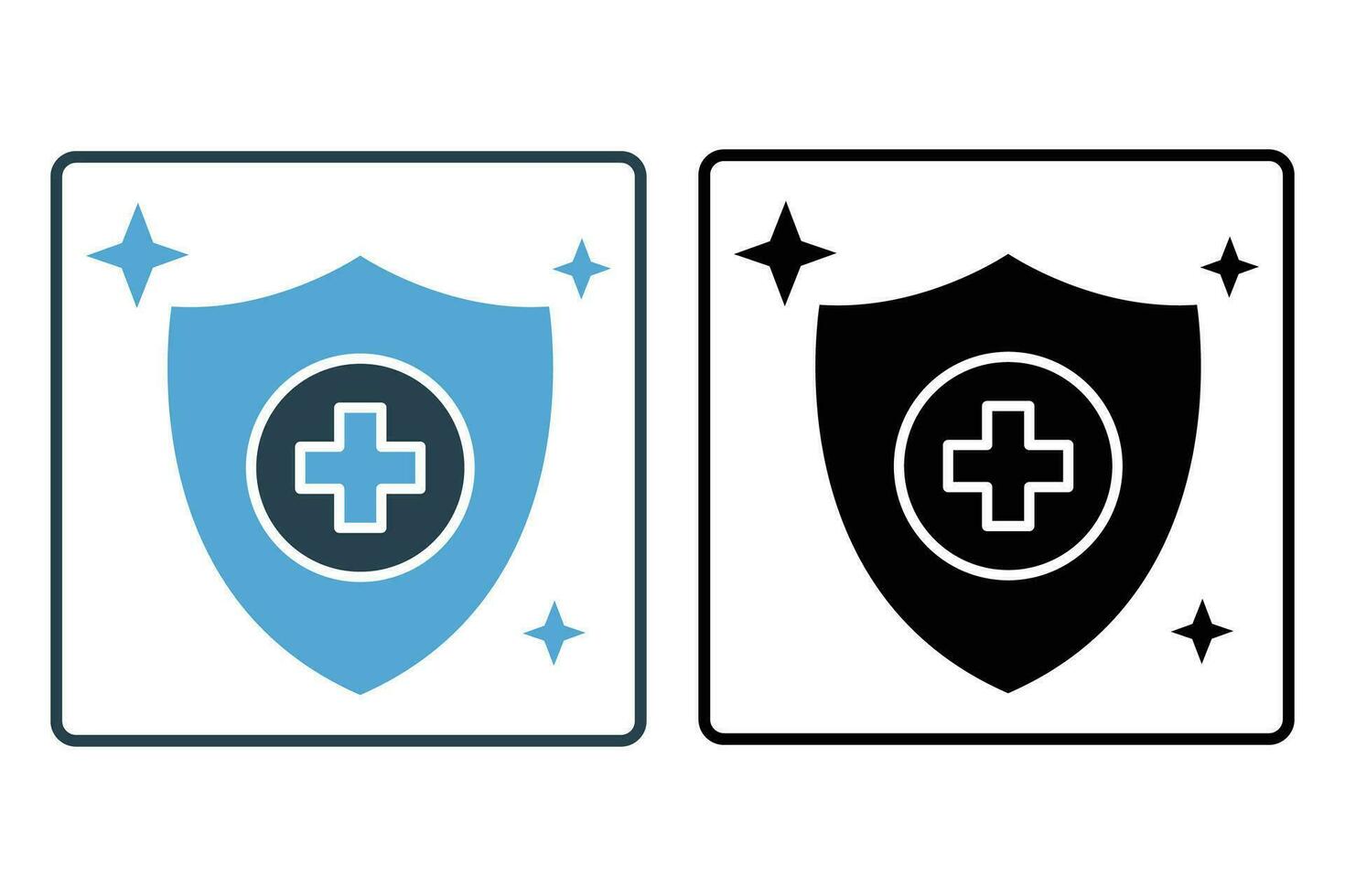 Hygiene Schutz Symbol. Schild und Gesundheit Kreuz. Symbol verbunden zu Hygiene. solide Symbol Stil Design. einfach Vektor Design editierbar