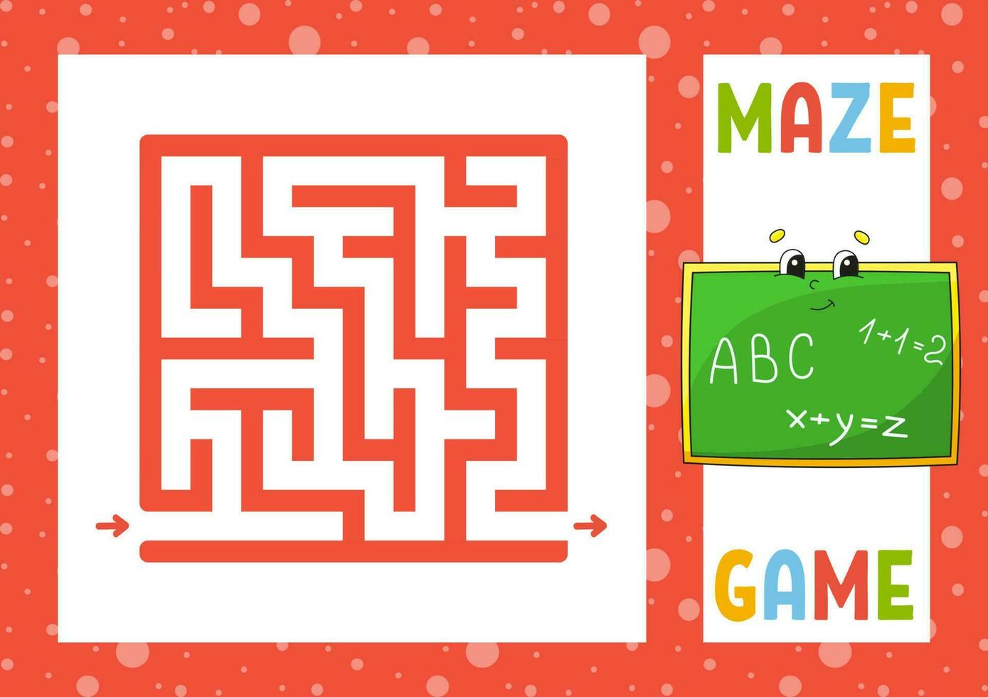 fyrkant labyrint. spel för ungar. pussel för barn. Lycklig karaktär. labyrint gåta. hitta de rätt väg. vektor illustration.