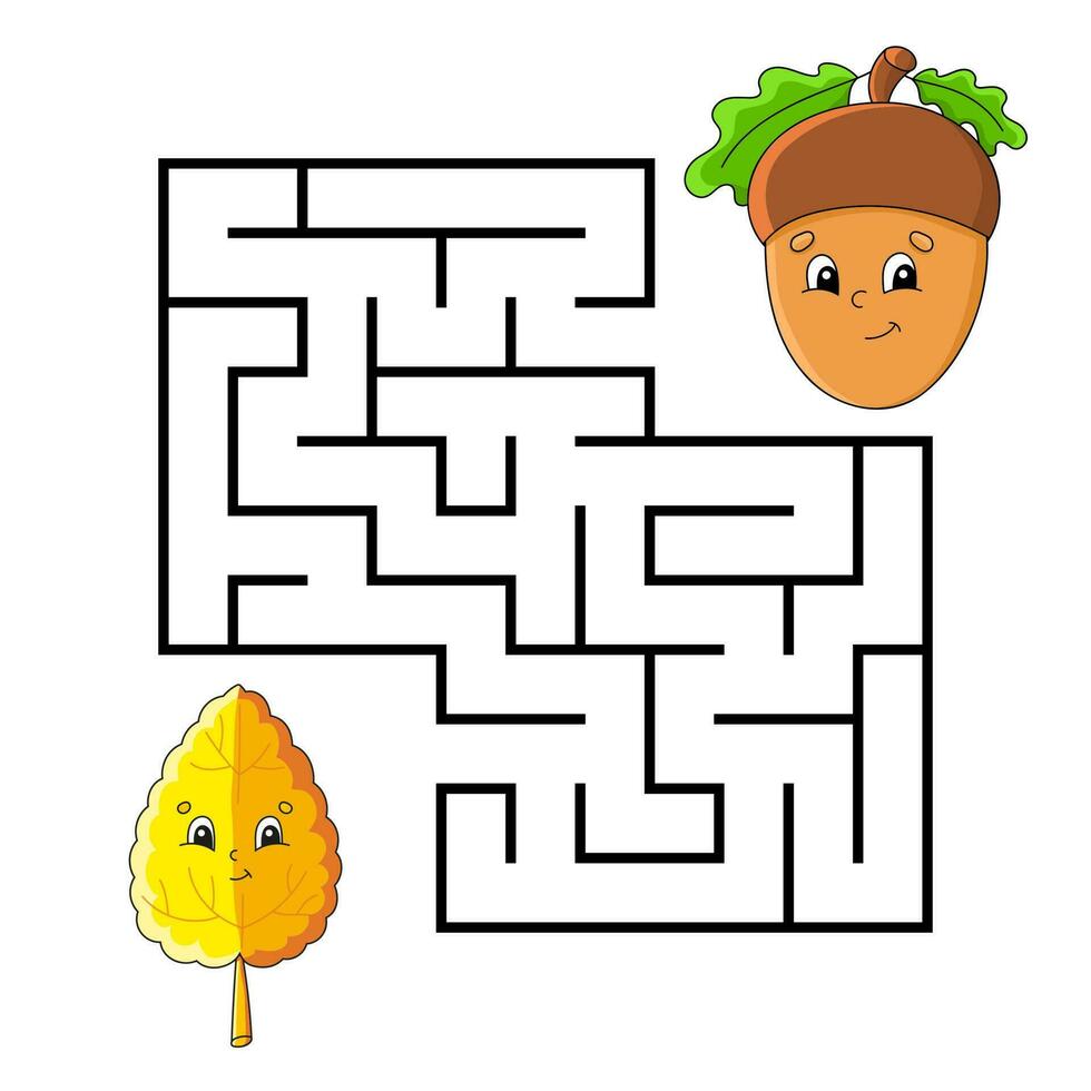 quadratisches Labyrinth. Spiel für Kinder. Puzzle für Kinder. Labyrinth Rätsel. Zeichentrickfigur. isoliert auf weißem Hintergrund. Vektor-Illustration. vektor