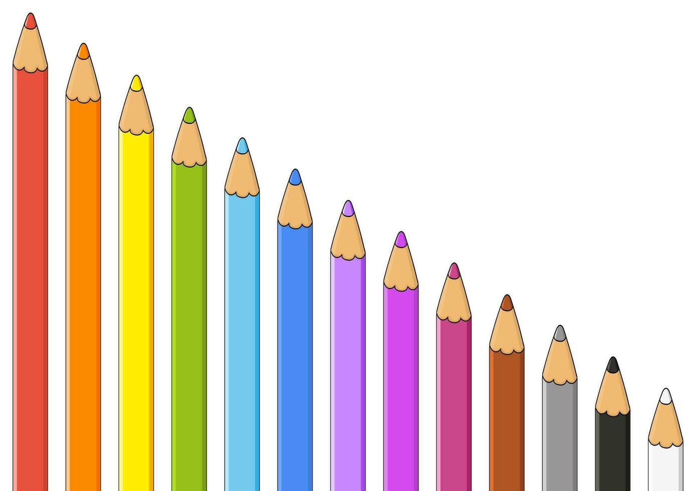 Buntstifte. Gestaltungselement. Vektor-Illustration isoliert auf weißem Hintergrund. vorlage für bücher, aufkleber, poster, karten, kleidung. vektor