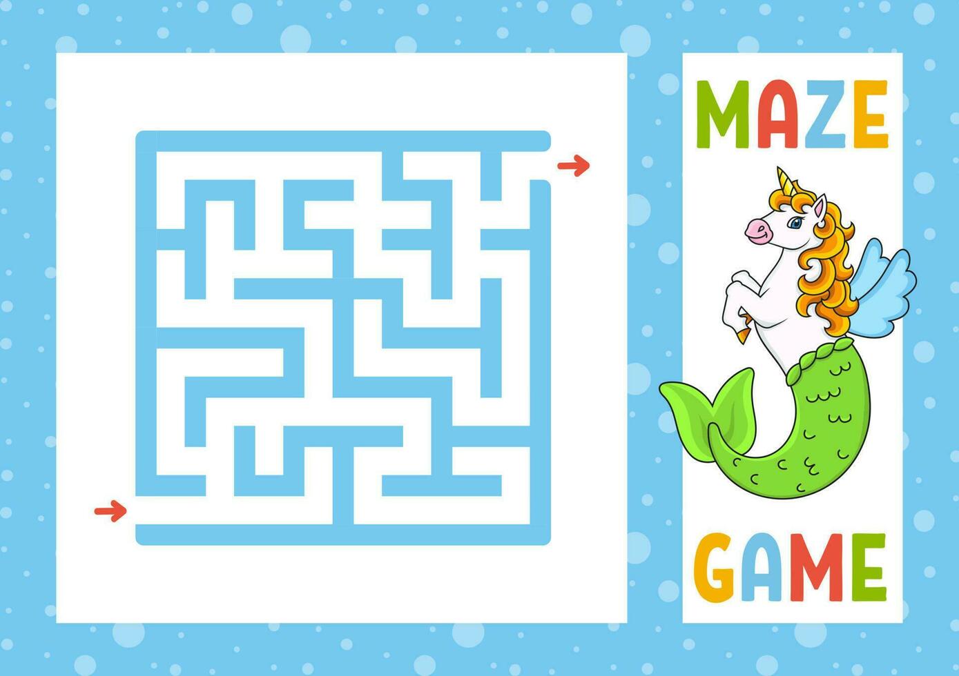 quadratisches Labyrinth. Spiel für Kinder. Puzzle für Kinder. glücklicher Charakter. Labyrinth Rätsel. Farbe-Vektor-Illustration. den richtigen Weg finden. isolierte Vektor-Illustration. Cartoon-Stil. vektor