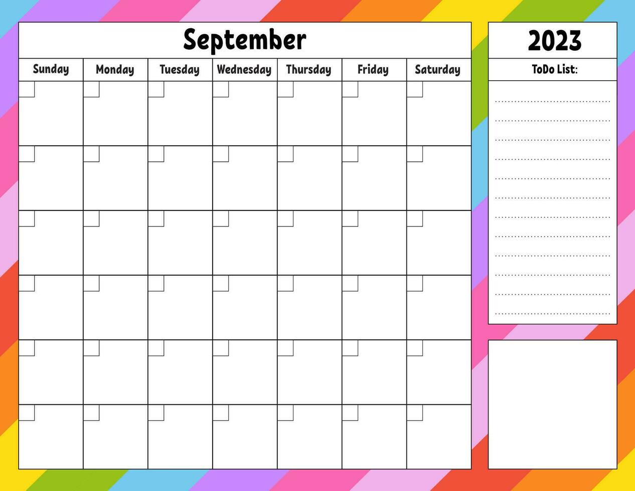 tom kalender mall för ett månad utan datum. färgrik design med en söt karaktär. vektor illustration.