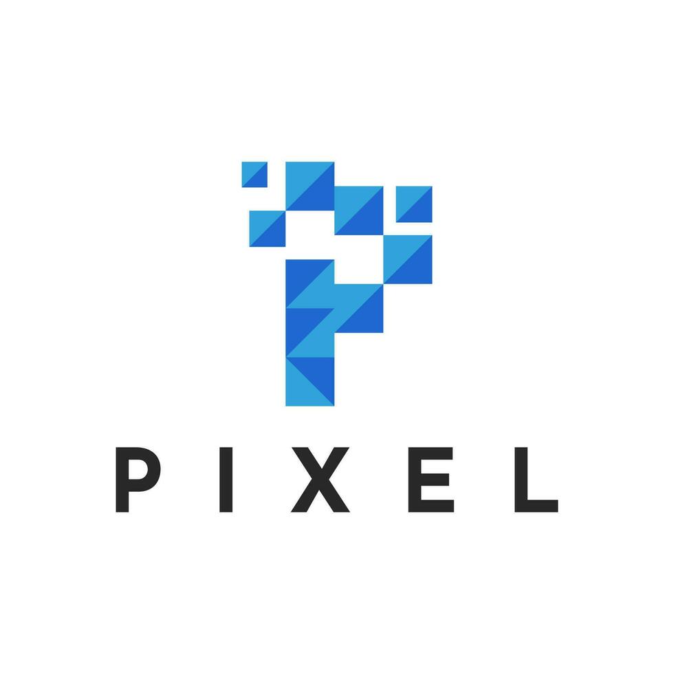 p pixel brev logotyp design aning vektor