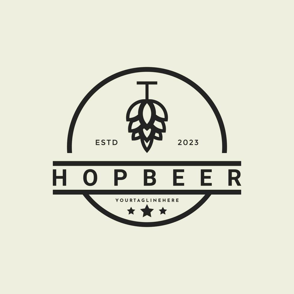 modern Jahrgang hop Bier Kegel Kiefer Logo Design vektor