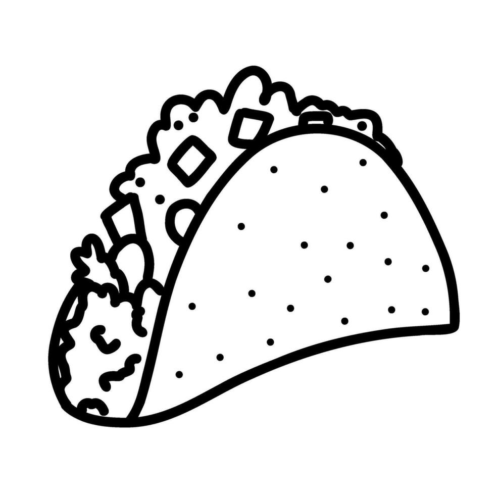 enkel klotter illustration av tacos. mat illustration för menyer, broschyrer, posters vektor