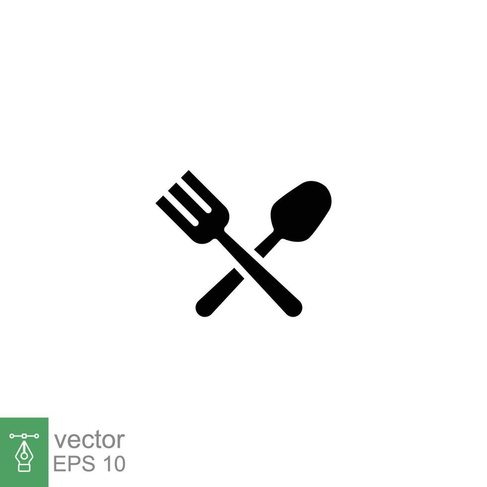 Besteck Symbol. einfach solide Stil. Löffel und Gabel, Besteck, Geschirr, Restaurant Geschäft Konzept. schwarz Silhouette, Glyphe Symbol. Vektor Illustration isoliert auf Weiß Hintergrund. eps 10.