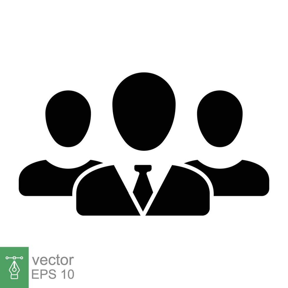 företag team ikon. enkel fast stil. chef, verkställande, vd, människor, konto, affärsman grupp begrepp. svart silhuett, glyf symbol. vektor illustration isolerat på vit bakgrund. eps 10.