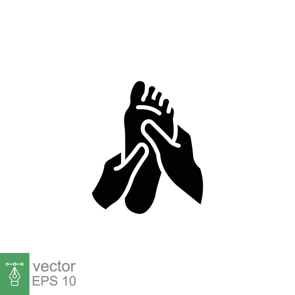 Fuß Massage Symbol. einfach solide Stil. Reflexzonenmassage, Mensch Zehe, Bein, Gesundheit, thailändisch Medizin Konzept. schwarz Silhouette, Glyphe Symbol. Vektor Illustration isoliert auf Weiß Hintergrund. eps 10.