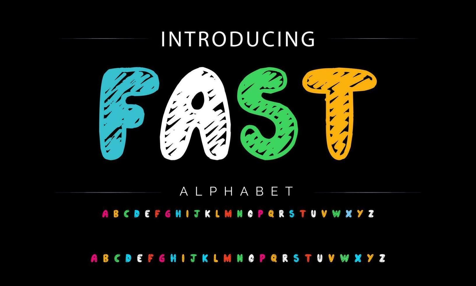 funky bunt Karikatur Schriftart Typ. Vektor Alphabet