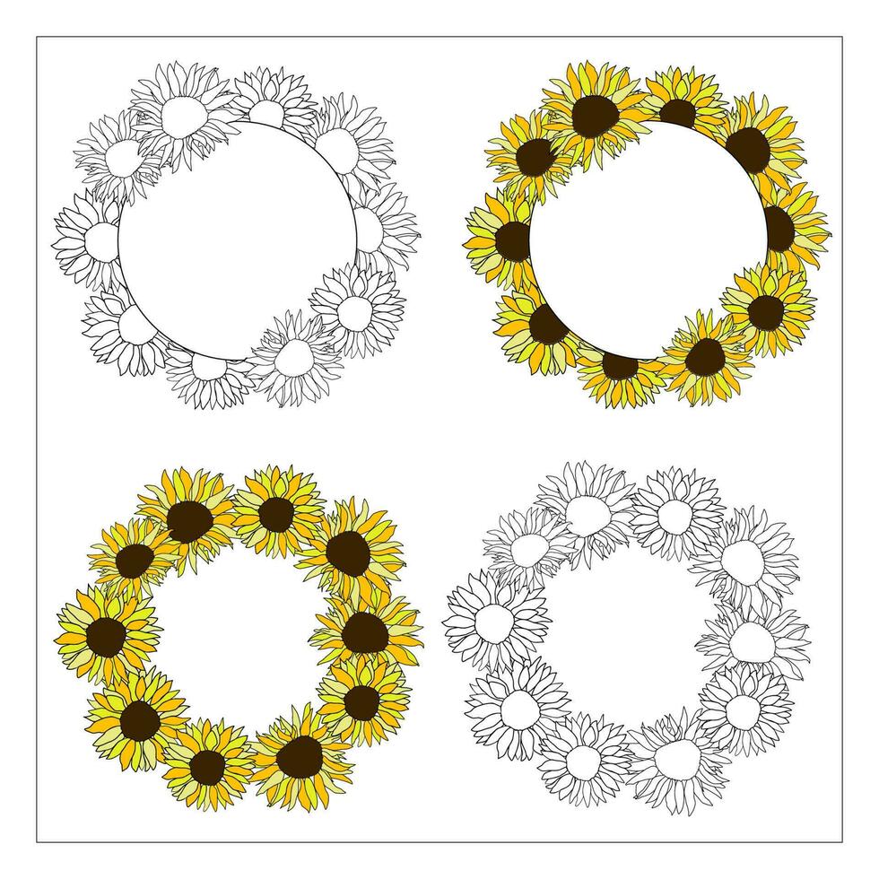 solros huvud blomma hand dragen vektor