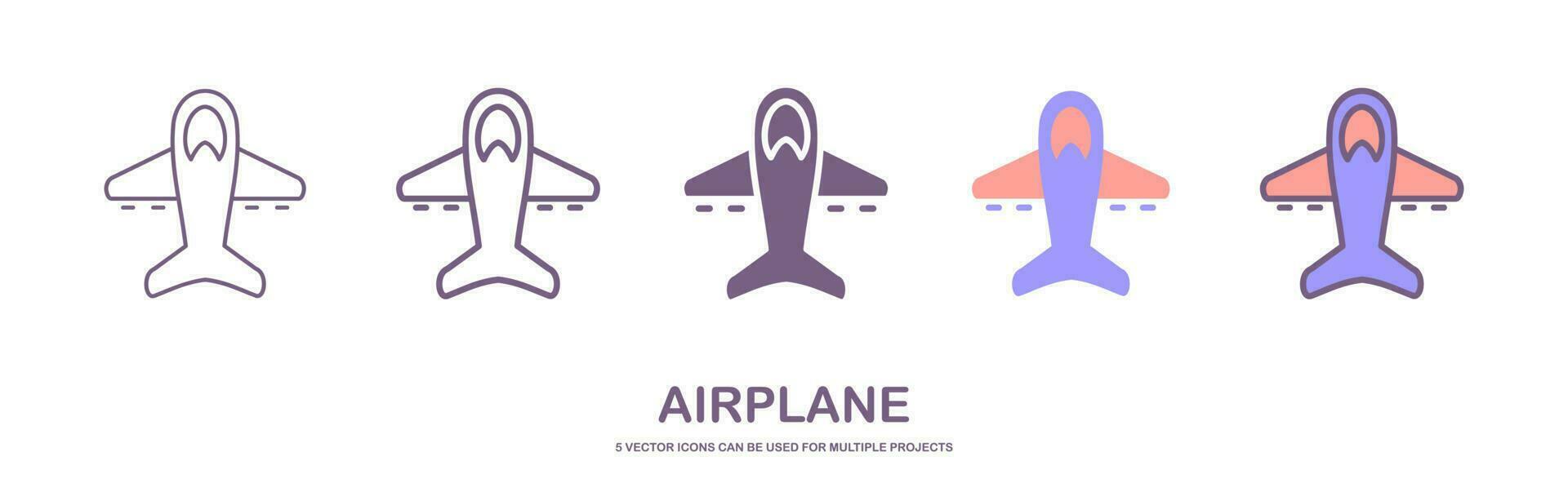 Flugzeug Symbole Satz, Passagier Flugzeug, Flugzeug dünn Linie Design. Flugzeug Symbol Vektor Transport Logo Vorlage. isoliert auf Weiß Hintergrund